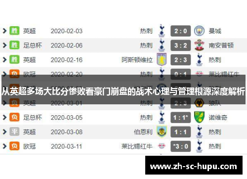 从英超多场大比分惨败看豪门崩盘的战术心理与管理根源深度解析